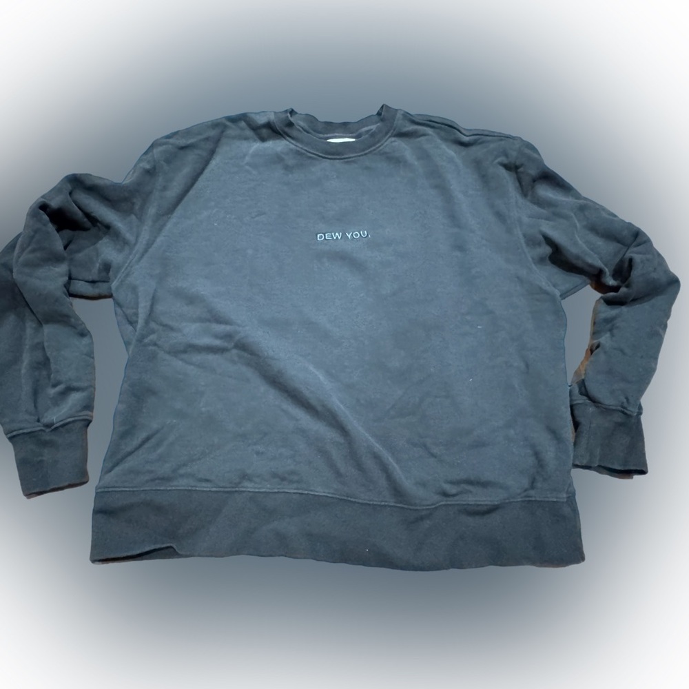 Men's Black Crewneck Sweater “Dew You”